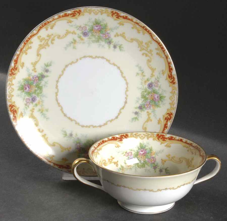 Linden Footed Cream Soup Bowl & Saucer Set by Noritake-1