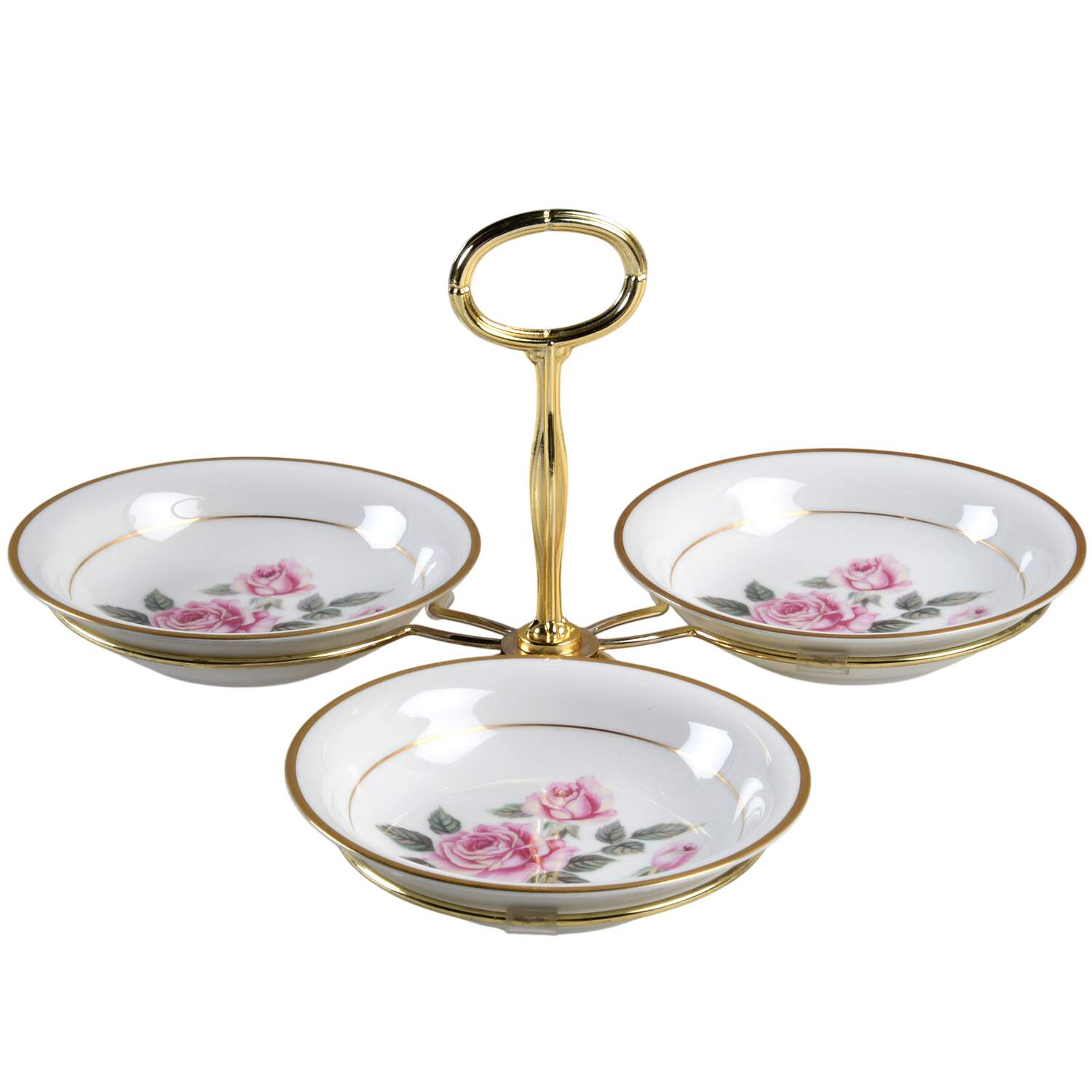 Lindrose 7" x 12" 3-Part Relish & Metal Stand (FR) HC by Noritake-1