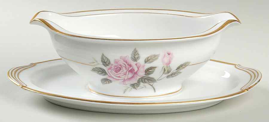 Lindrose Gravy Boat with Attached Underplate by Noritake-1
