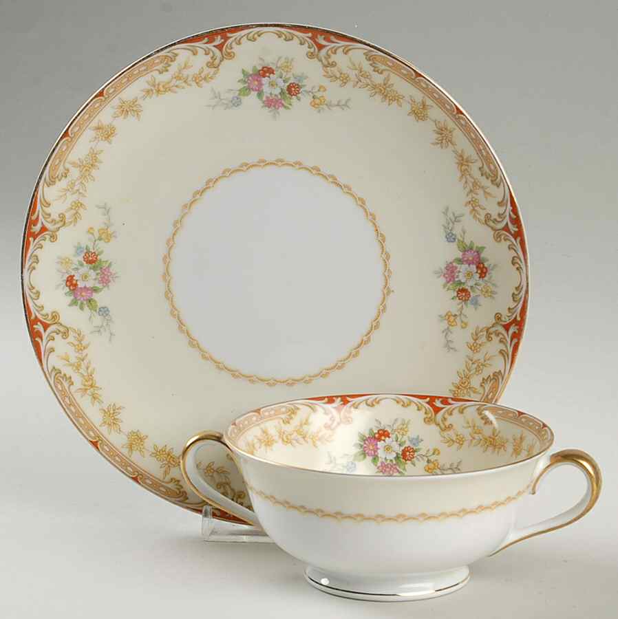 Lismore Footed Cream Soup Bowl & Saucer Set by Noritake-1