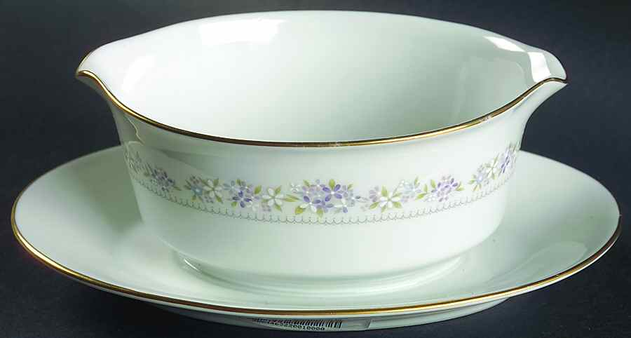 Lilac Time Gravy Boat with Attached Underplate by Noritake-1