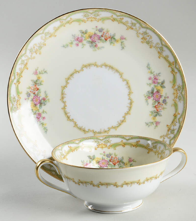 Lolita Footed Cream Soup Bowl & Saucer Set by Noritake-1