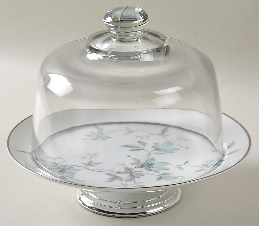 Lorene 6 1/2"-7 1/2" Footed Cheese Plate w/ Glass Dome HC by Noritake-1