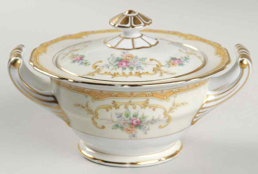 Lotus Sugar Bowl & Lid by Noritake-1