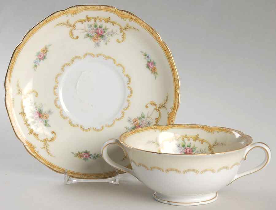 Lotus Footed Cream Soup Bowl & Saucer Set by Noritake-1