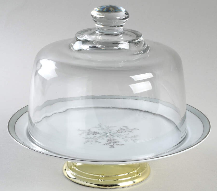 Lucille 6 1/2"-7 1/2" Footed Cheese Plate w/ Glass Dome HC by Noritake-1