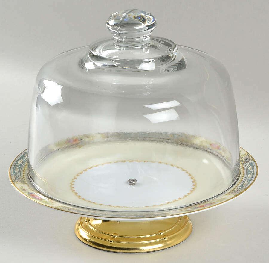 Lurline 6 1/2"-7 1/2" Footed Cheese Plate w/ Glass Dome HC by Noritake-1