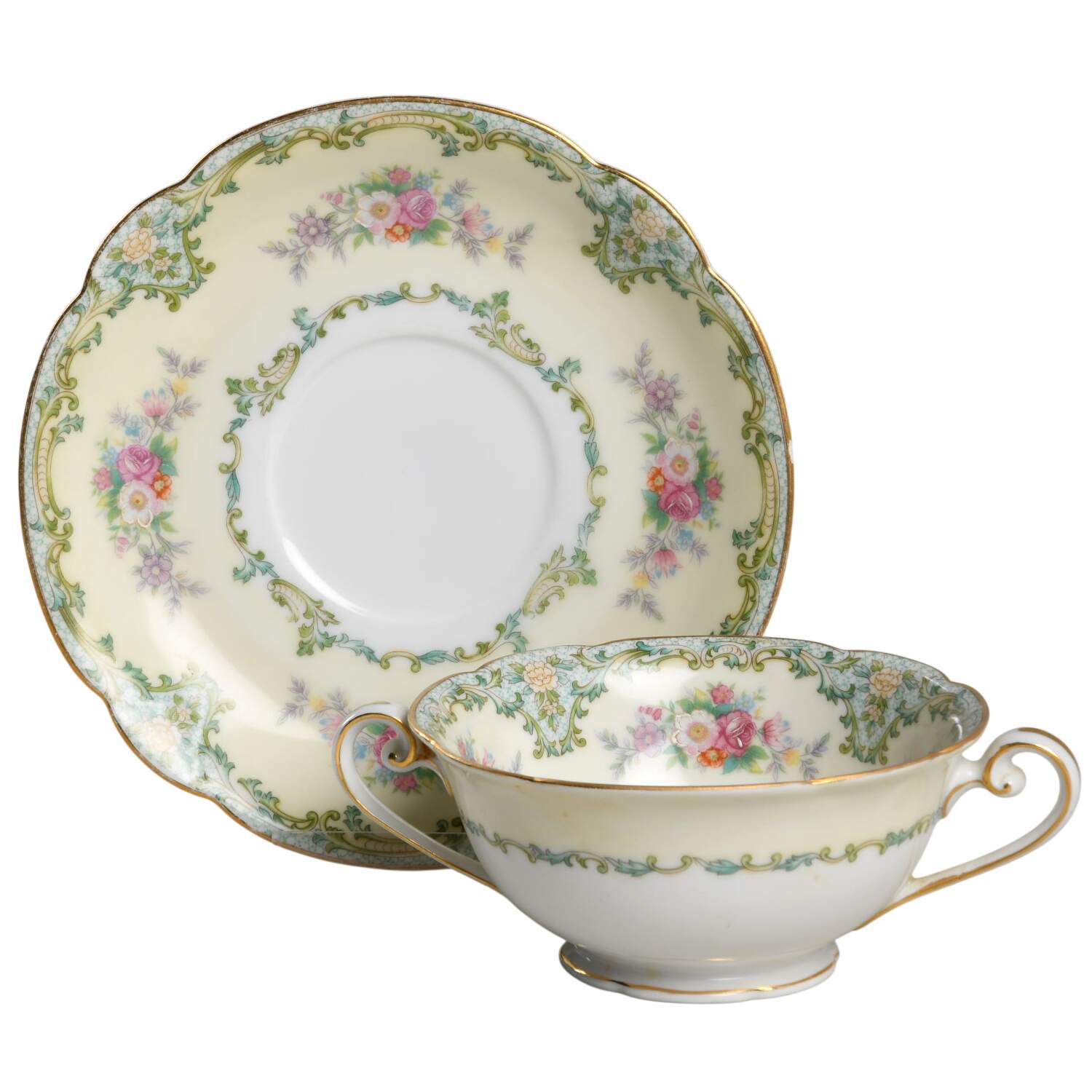 Luxoria Footed Cream Soup Bowl & Saucer Set by Noritake-1