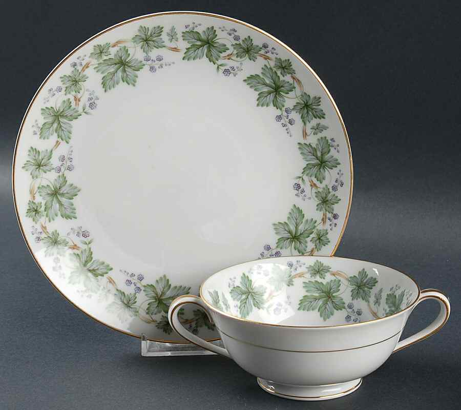 Madera (Gold Trim) Footed Cream Soup Bowl & Saucer Set by Noritake-1