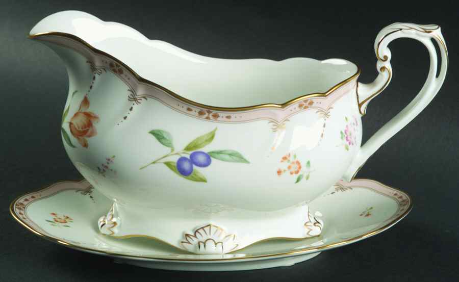 Maison Fleur Gravy Boat & Underplate (Relish/Butter) by Noritake-1