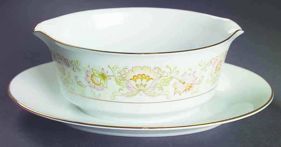 May Garden Gravy Boat with Attached Underplate by Noritake-1