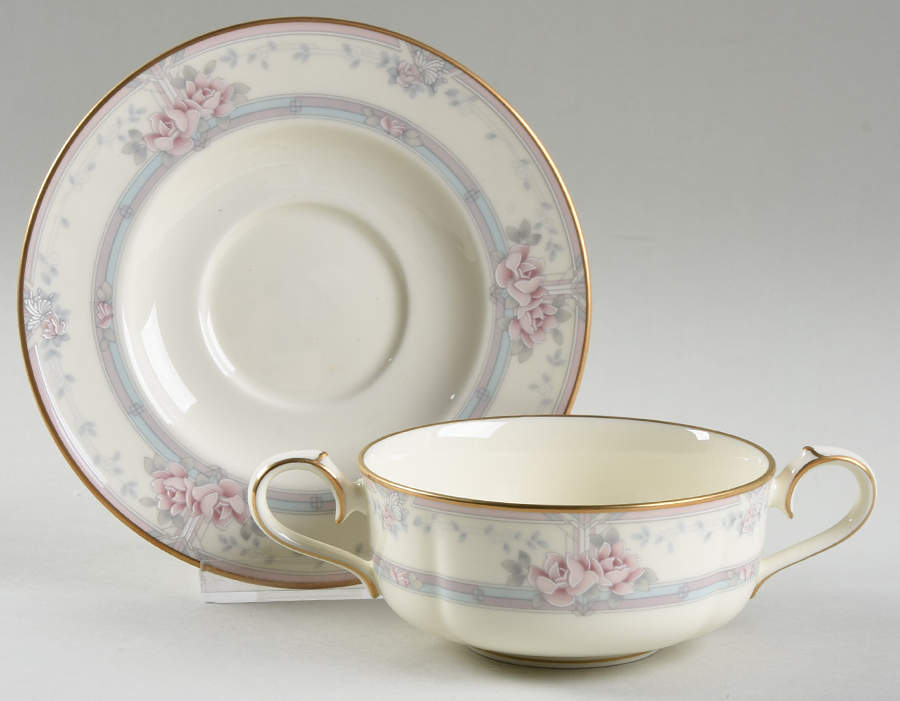 Magnificence Flat Cream Soup Bowl & Cup Saucer Set by Noritake-1