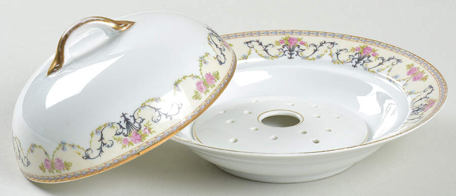 Majestic Round Covered Butter with Strainer by Noritake-1
