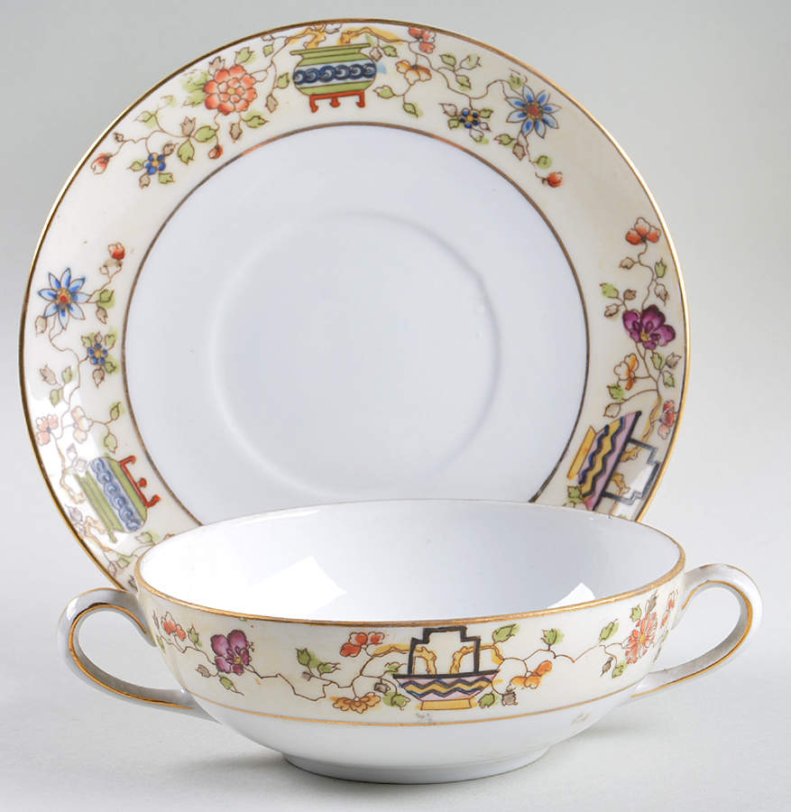 Mandarin Flat Cream Soup Bowl & Saucer Set by Noritake-1