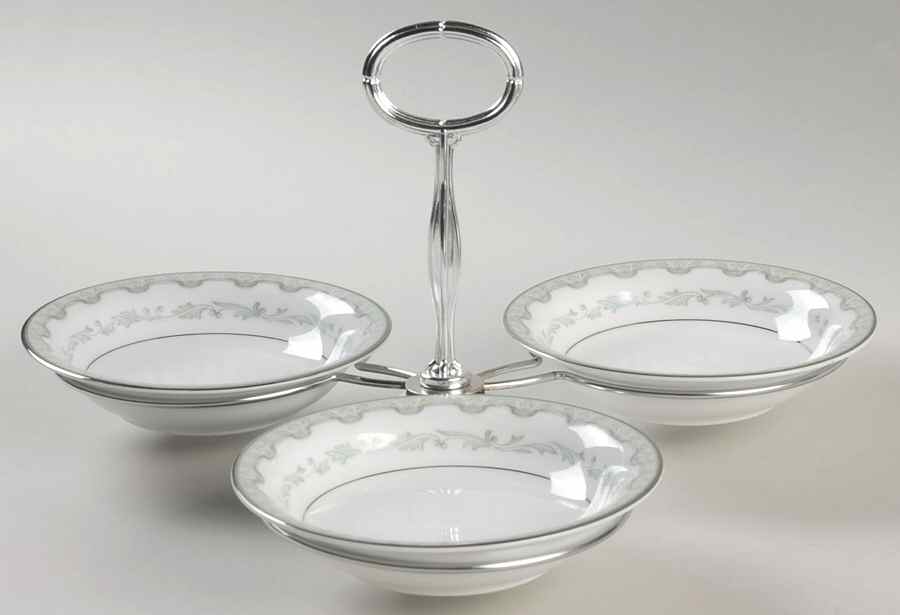 Margaret 7" x 12" 3-Part Relish & Metal Stand (FR) HC by Noritake-1