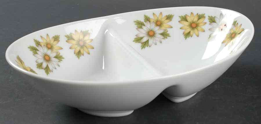 Marguerite 10" Oval Divided Vegetable Bowl by Noritake-1