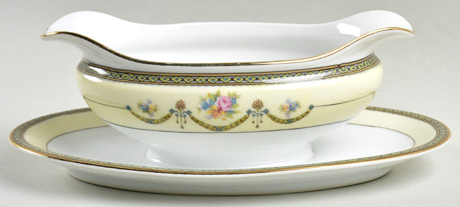 Marigold Gravy Boat with Attached Underplate by Noritake-1