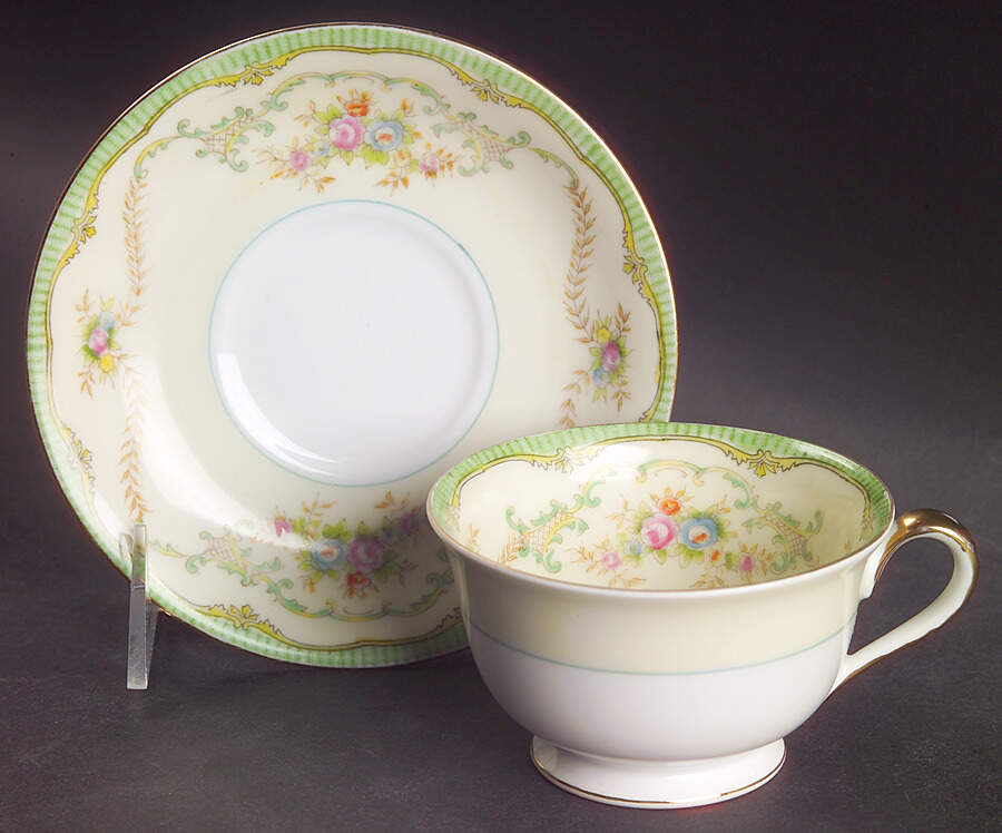 Marlene Green Footed Cup & Saucer Set by Noritake-1
