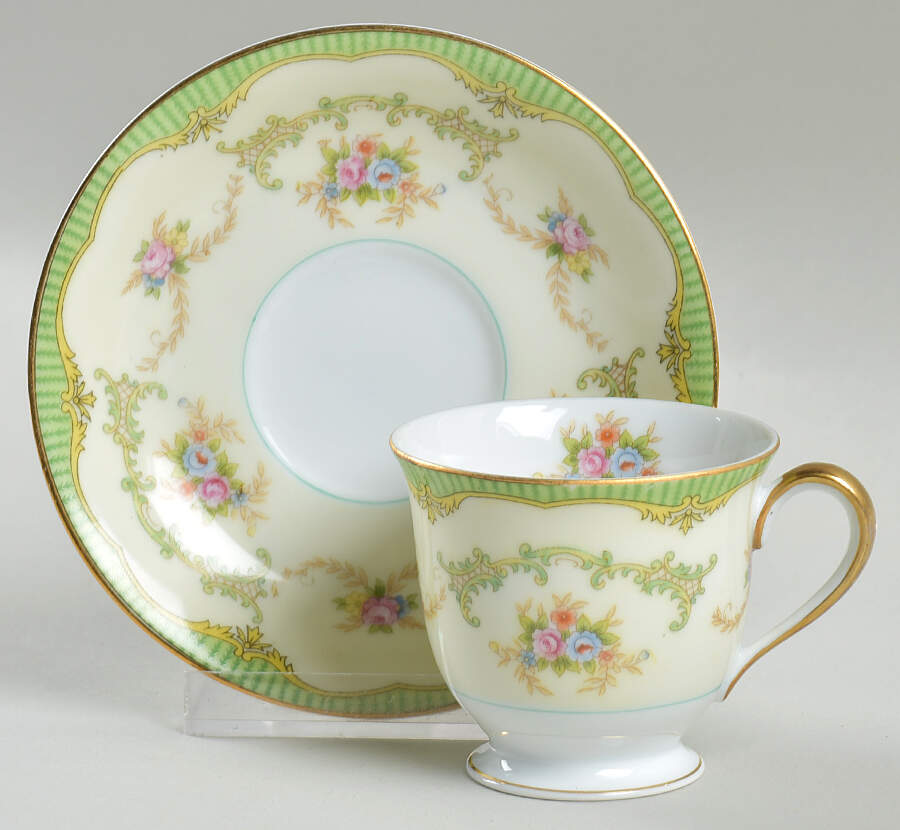 Marlene Green Footed Demitasse Cup & Saucer Set by Noritake-1
