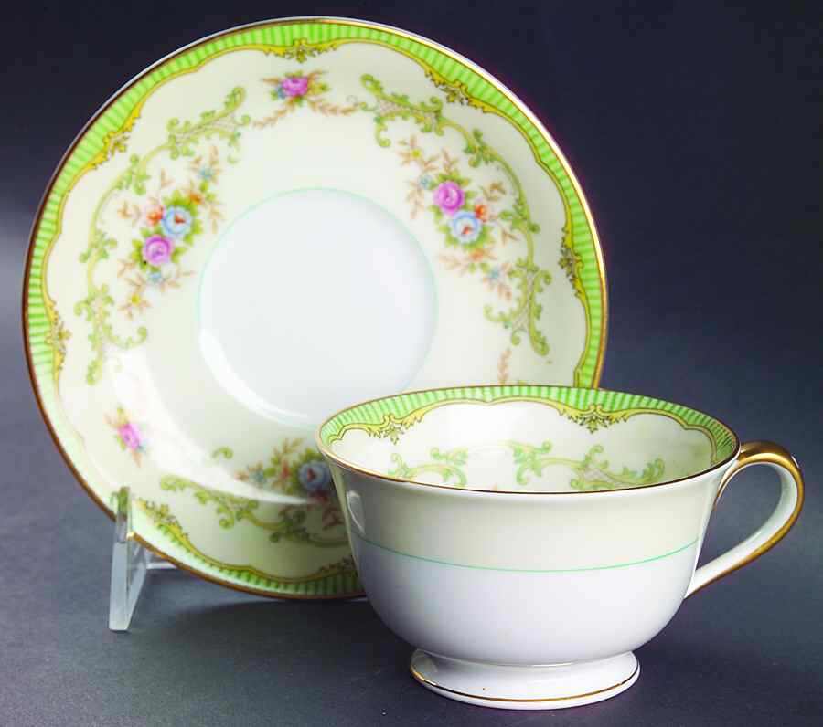 Marlene Green Footed Cup & Saucer Set by Noritake-1