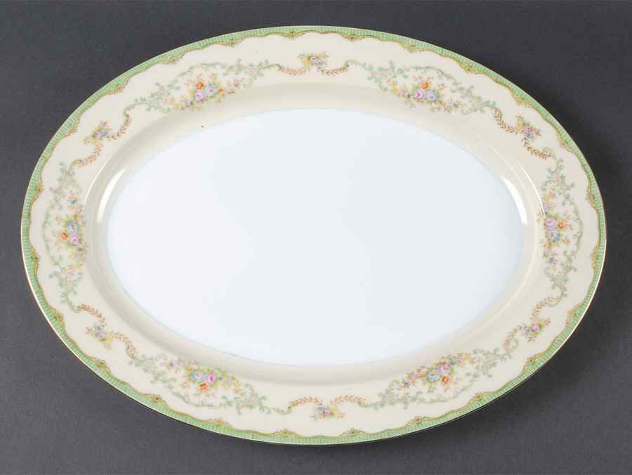 Marlene Green 16" Oval Serving Platter by Noritake-1