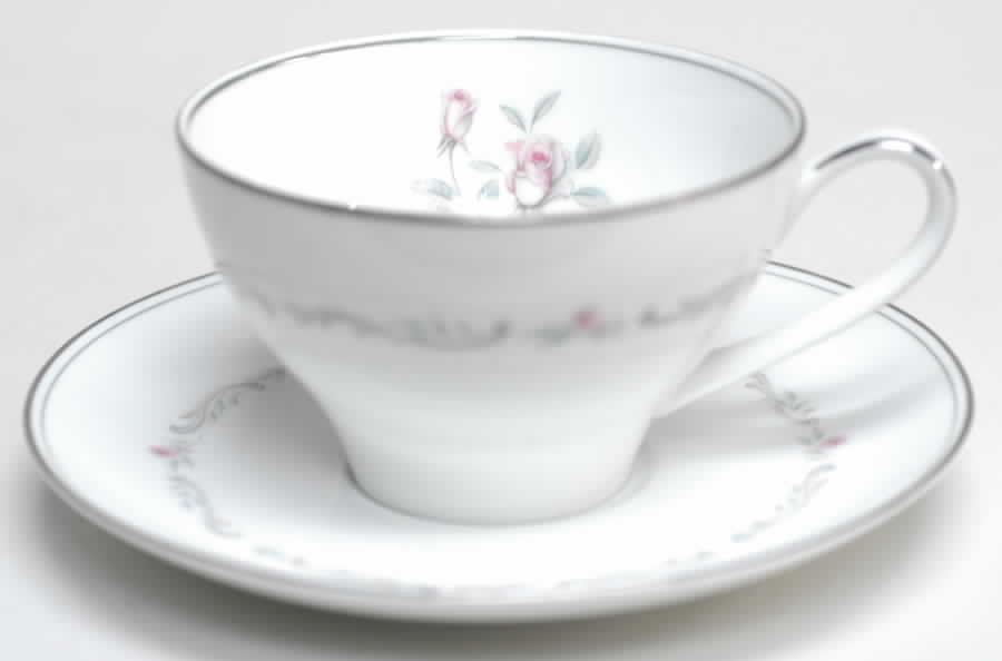 Mayfair (Platinum Trim) Flat Cup & Saucer Set by Noritake-1