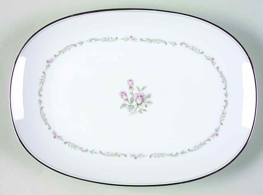 Mayfair (Platinum Trim) 11" Oval Serving Platter by Noritake-1