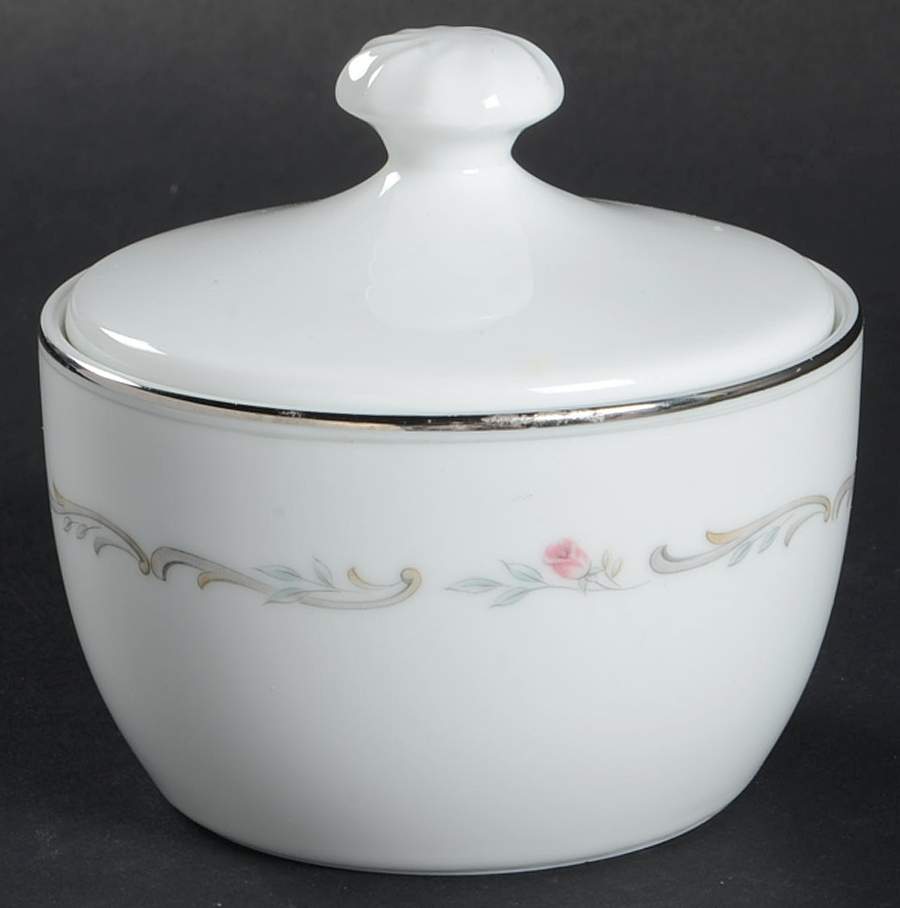 Mayfair (Platinum Trim) Mini Sugar Bowl & Lid by Noritake-1