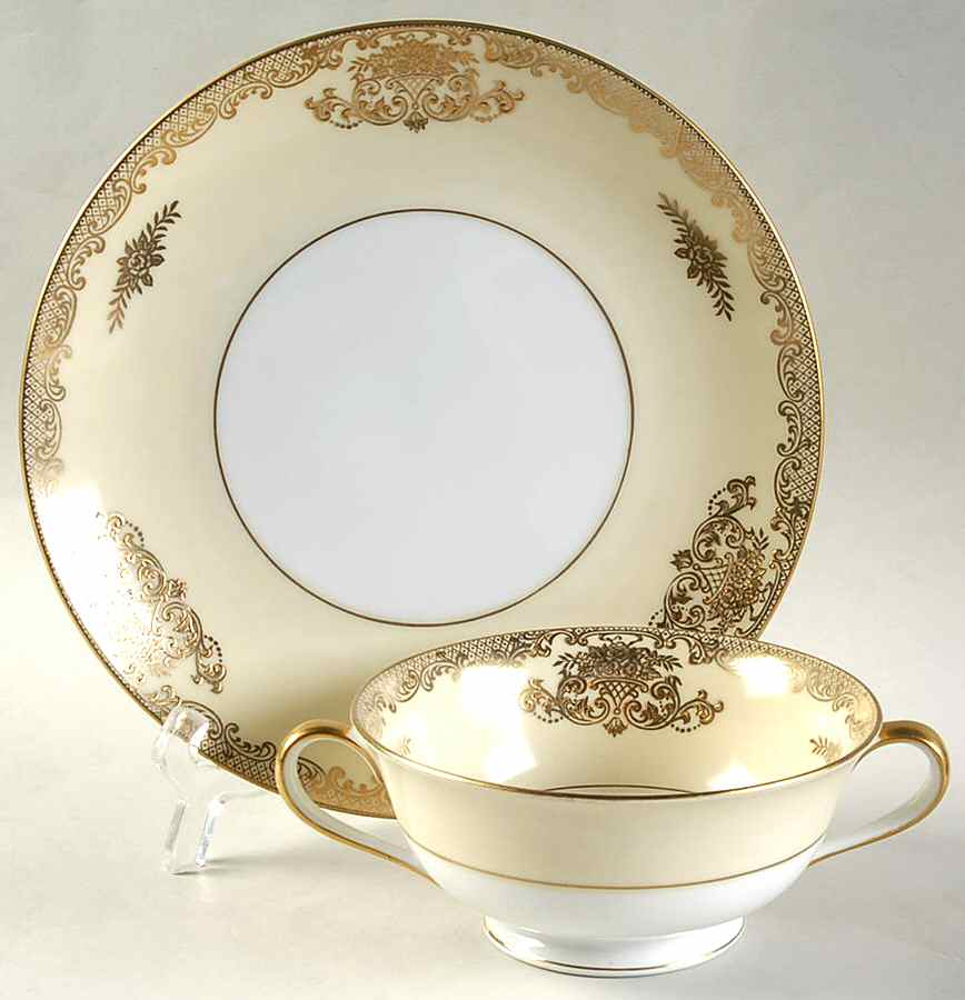 Mayfield Footed Cream Soup Bowl & Saucer Set by Noritake-1