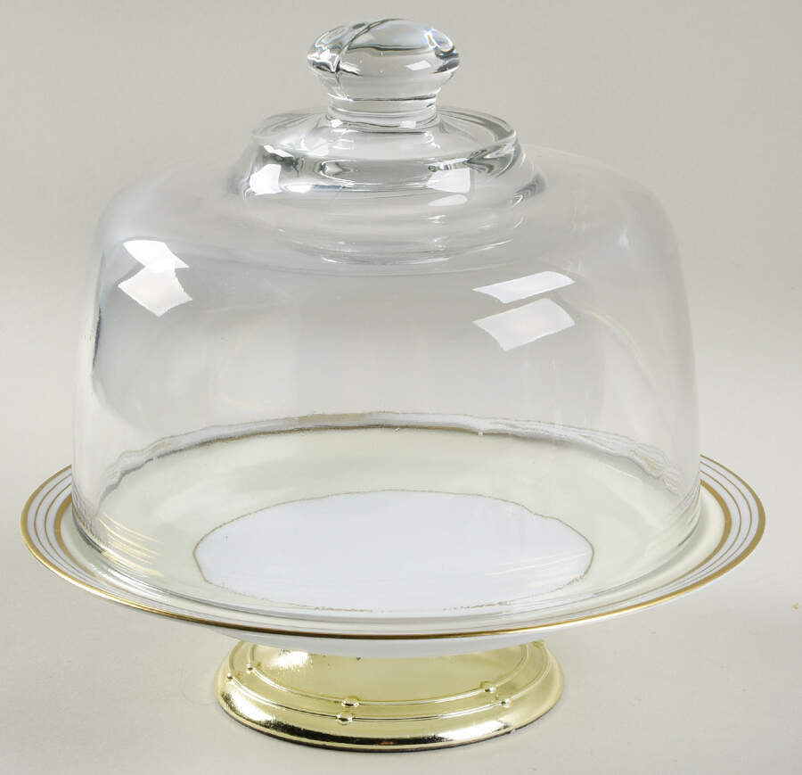 Medusa 6 1/2"-7 1/2" Footed Cheese Plate w/ Glass Dome HC by Noritake-1