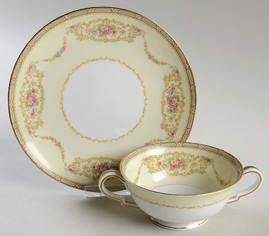 Mellotone Footed Cream Soup Bowl & Saucer Set by Noritake-1