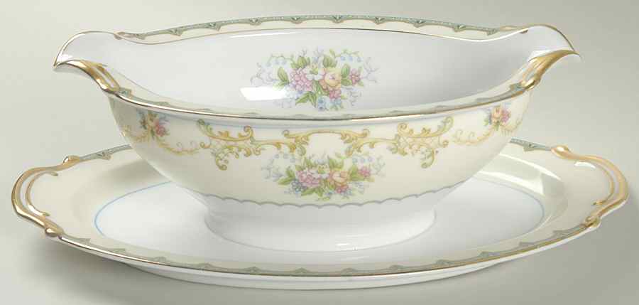 Melot Gravy Boat with Attached Underplate by Noritake-1