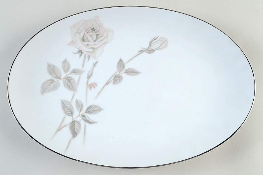 Melrose (Platinum Coupe) 14" Oval Serving Platter by Noritake-1
