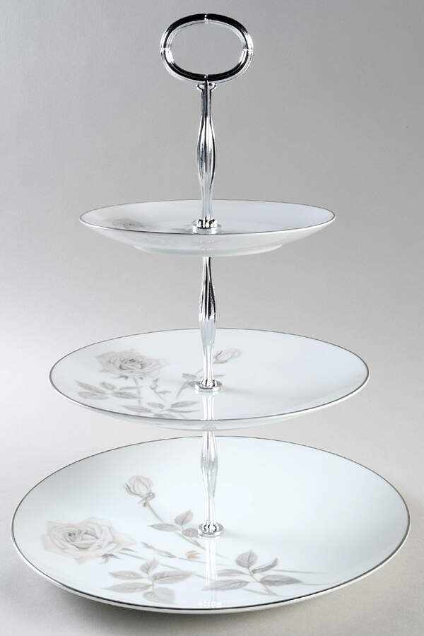 Melrose (Platinum Coupe) 13 7/8"-14 1/4" 3-Tiered Serving Tray(DP,SP,BB) HC by Noritake-1