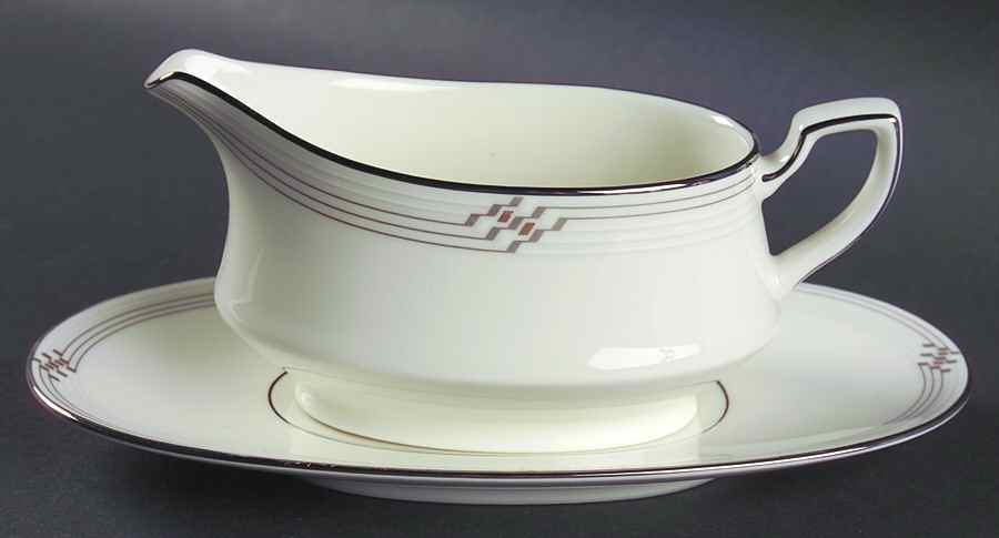 Merina Platinum Gravy Boat & Underplate (Relish/Butter) by Noritake-1