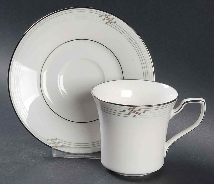 Merina Platinum Flat Cup & Saucer Set by Noritake-1