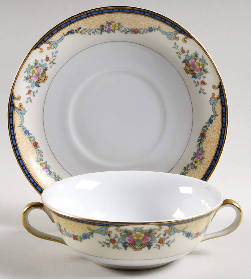 Mercedes Flat Cream Soup Bowl & Saucer Set by Noritake-1