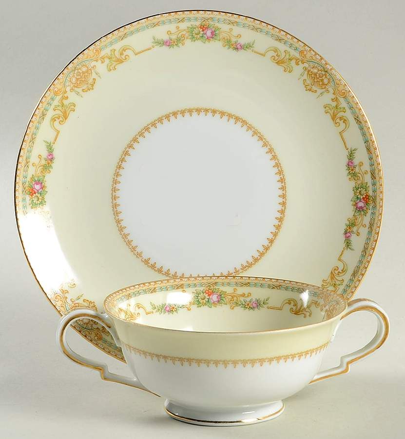 Messina Footed Cream Soup Bowl & Saucer Set by Noritake-1