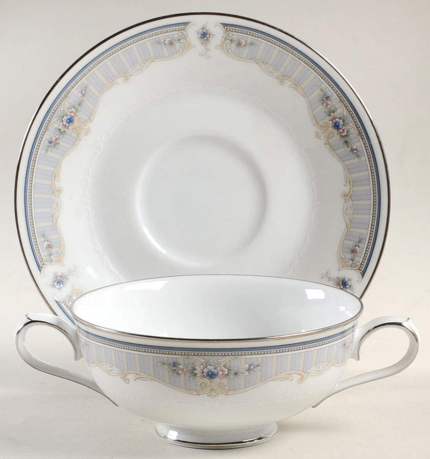 Metarie Footed Cream Soup Bowl & Cup Saucer Set by Noritake-1
