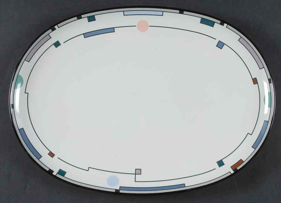 Metronome 14" Oval Serving Platter by Noritake-1