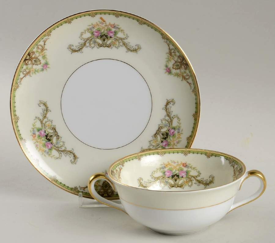 Milford (Patent 89486 or No #) Flat Cream Soup Bowl & Saucer Set by Noritake-1