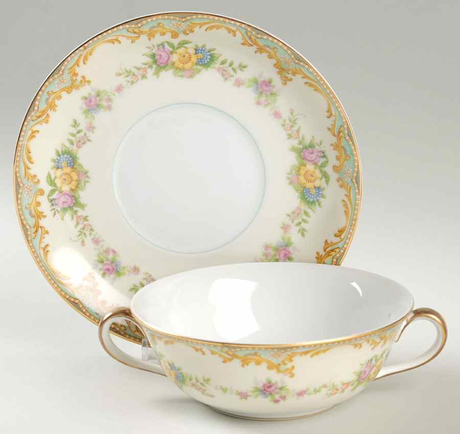 Milroy Flat Cream Soup Bowl & Saucer Set by Noritake-1