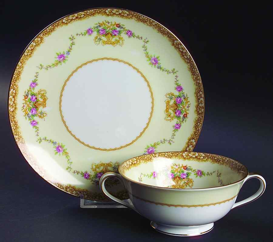 Mirabelle Footed Cream Soup Bowl & Saucer Set by Noritake-1