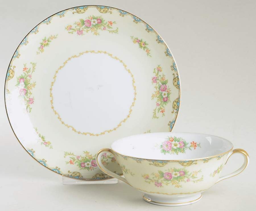 Miranda Footed Cream Soup Bowl & Saucer Set by Noritake-1