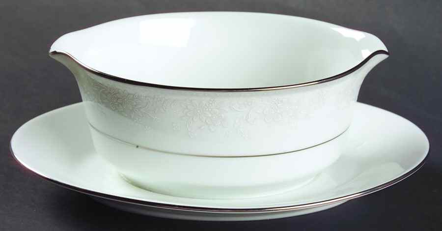 Misty Gravy Boat with Attached Underplate by Noritake-1