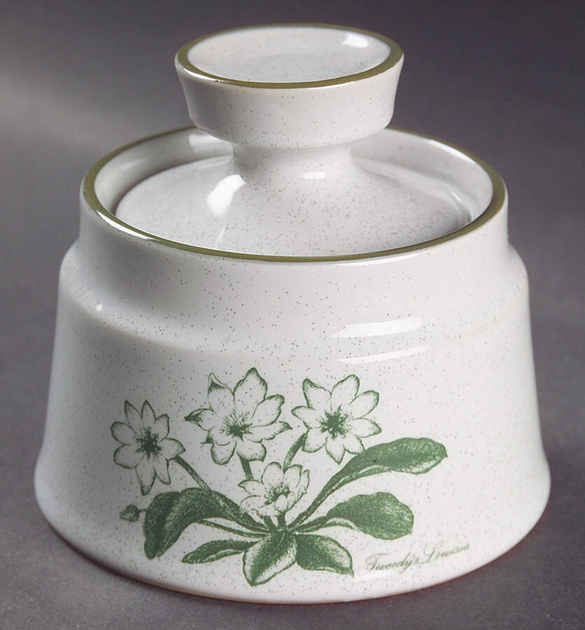 Mountain Flowers Green Sugar Bowl & Lid by Noritake-1