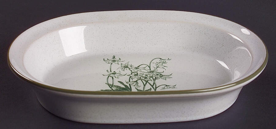 Mountain Flowers Green 9" Oval Vegetable Bowl by Noritake-1