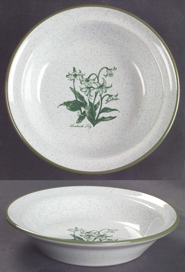 Mountain Flowers Green Rim Fruit/Dessert (Sauce) Bowl by Noritake-1
