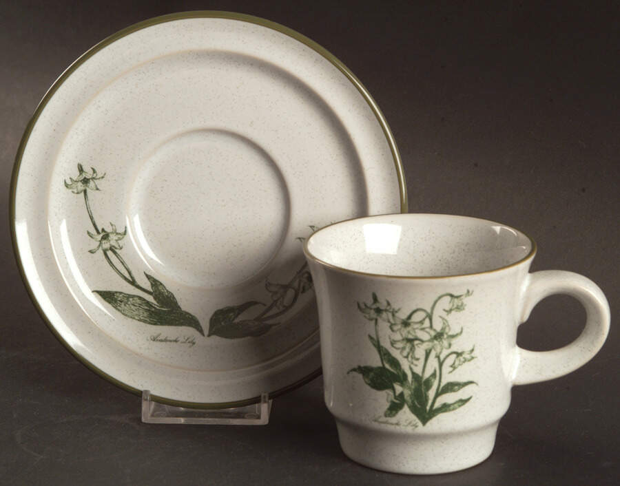 Mountain Flowers Green Flat Cup & Saucer Set by Noritake-1