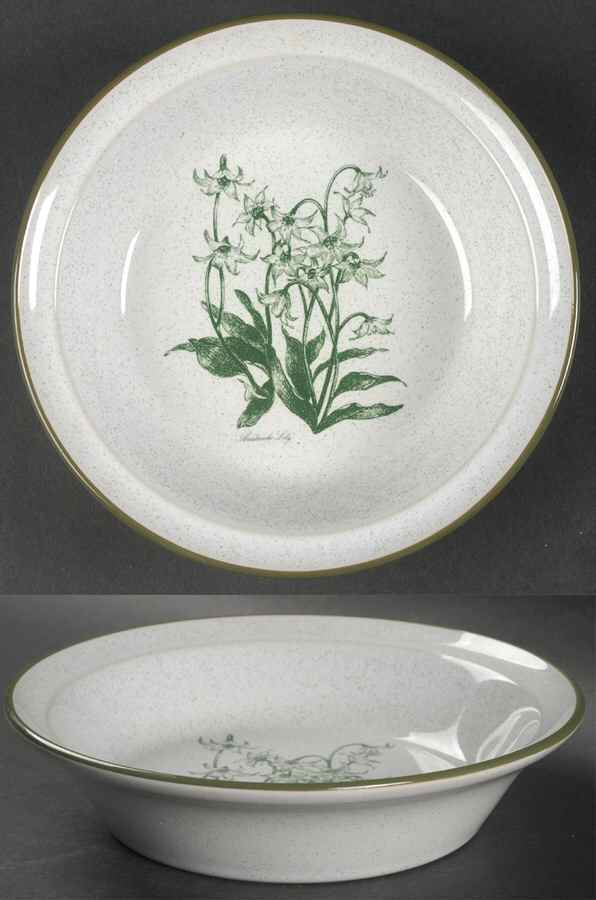 Mountain Flowers Green Rim Soup Bowl by Noritake-1